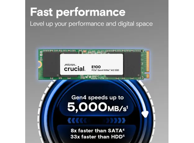 მყარი დისკი CRUCIAL PCIE G4 M.2 NVME 2TB E100 CT2000E100SSD8, 2 image