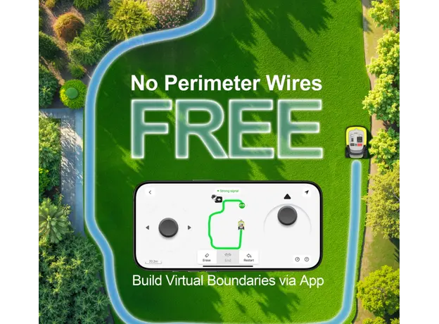 გაზონის საკრეჭი რობოტი UBTech M10 PRO, WiFi, Bluetooth, Wire Free Robotic Lawn Mower, Green/Grey, 9 image