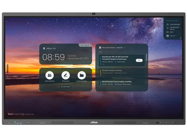 ინტერაქტიული ეკრანი Vivitek NovoTouch BK752iW 75", RAM 4GB, 32GB, Smart Board, Black/Grey + PC Module i5-12450H, 8GB, 256GB SSD, Webcam and microphone