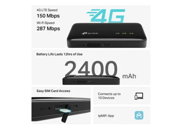 როუტერი TP-link M7005 4G LTE Mobile Wi-Fi, 5 image
