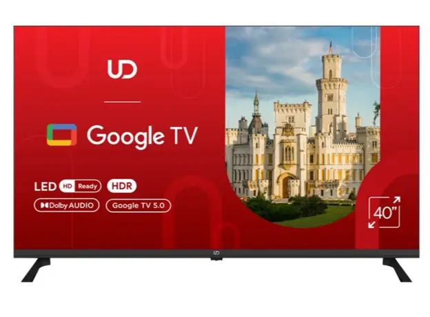 ტელევიზორი UDTV UD 40GFC5210 Google TV 16:9 FHD 9.5ms 178*/178* 200cd/m2 BT5.1 DVB-T/T2/C/S/S2 WiFi RJ45, Cl+ HDMIx2 USB2.0x2 2x8W
