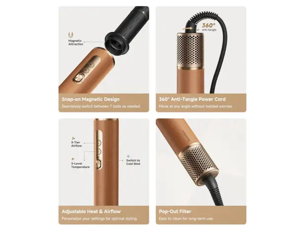 თმის სტაილერი Dreame AirStyle Pro Gold Titanium (AMF18A), 4 image