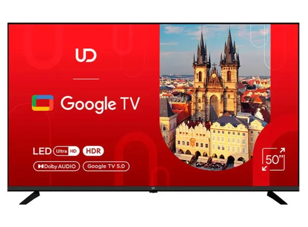 ტელევიზორი UDTV UD 50GUC5210 Google TV 16:9 3840x2160  178*/178* 250cd/m2  BT5.1 WiFi RJ45 Cl+ HDMIx2 USB2.0 DVB-T/T2/C/S2 VESA 200x200