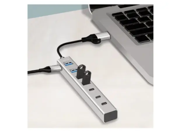 USB ჰაბი Logilink UA0442 4xUSB-A/3xUSB-C Hub 5Gbps Silver, 4 image