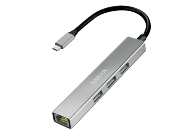 USB ჰაბი Logilink UA0461 USB-C 3-Port Hub Gigabit Adapter 15cm, 2 image