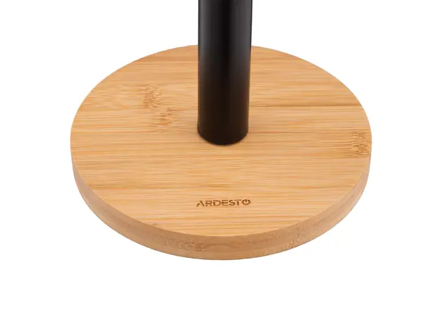 ხელსახოცის დასადგამი Ardesto Paper Towel Holder Midori 15х34cm, metal, bamboo, black, 4 image