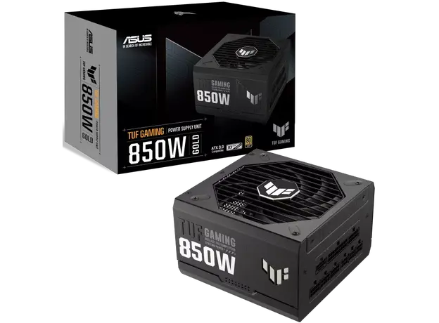 კვების ბლოკი ASUS TUF GAMING (850W), >90%, 80+ Gold, 135mm, 1xMB 24pin(20+4), 2xCPU 8pin(4+4), 4xMolex, 5xSATA, 3xPCIe 8pin(6+2), TUF-GAMING-850G