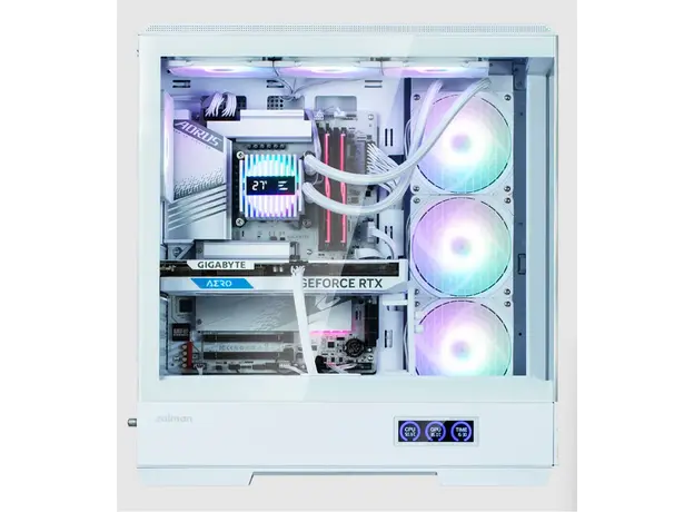 კომპიუტერის ქეისი Zalman PC case P50 DS without PSU, 2xUSB3.0, 1xUSBType-C, 4x120mm ARGB, VGA 435 mm, LCS ready, TG Side Panel, ATX, white, 3 image