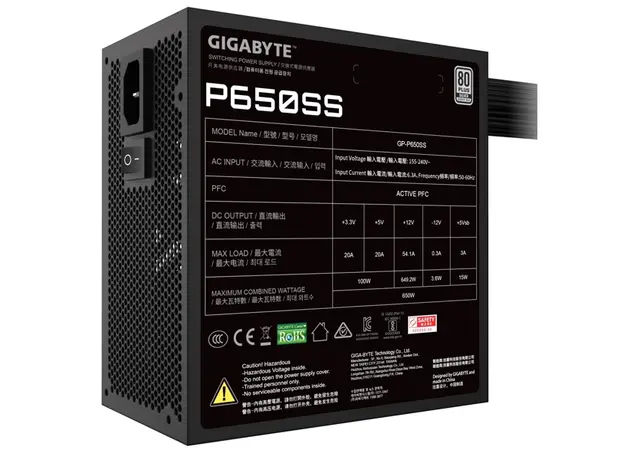 კვების ბლოკი GIGABYTE PSU GP-P650SS 650W BLACK, 3 image