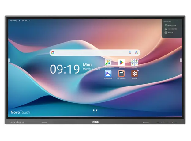 ინტერაქტიული ეკრანი Vivitek BK753I NovoTouch, 75", Android 14, RAM 8GB, 64GB, Smart Board, Silver