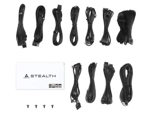 კვების ბლოკი CHIEFTEC PSU Stealth (1200W), >92%, 80+ Platinum, 135mm FDB, 1xMB 24pin(20+4), 2xCPU 8pin(4+4), 2xMolex, 10xSATA, 3xPCIe 8pin(6+2), 2xPCIe GEN5 16pin, Fully Modular, 5 image
