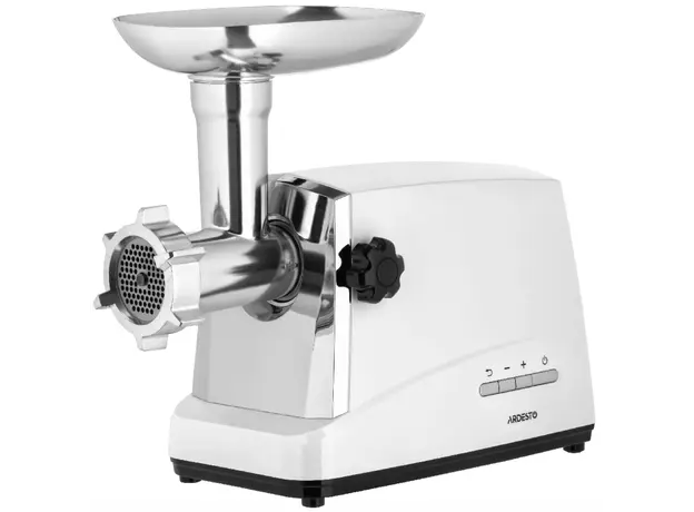 ხორცსაკეპი მანქანა ARDESTO Meat grinder , 1750W, 2kg/min, 3 cutting plates, sausages nozzle, 4 veg.slicer,  plastik, white-silver