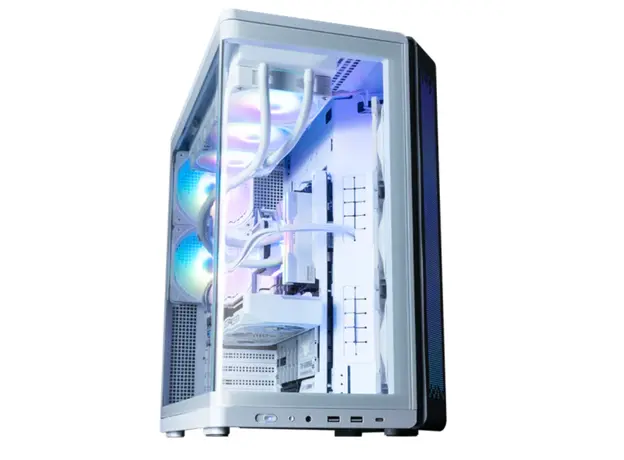 კომპიუტერის ქეისი Zalman PC case P60 without PSU, 2xUSB3.0, 1x Type C, 3x120мм ARGB Reverse, 2x120мм ARGB, VGA 435мм, LCS ready, Curved Tempered Glass, Dual Chamber, ATX, white, 4 image