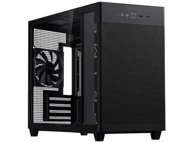 კომპიუტერის ქეისი ASUS Prime AP201 Tempered Glas, without PSU, 2xUSB3.2, 1xUSB Type-C, Tempered Glass side, mATX, Black 90DC00G0-B39010