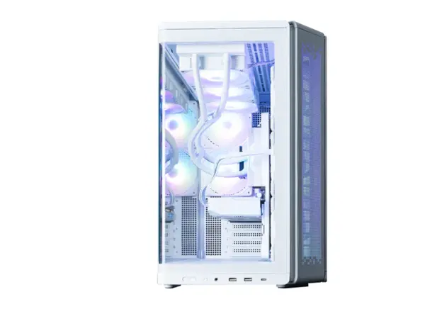 კომპიუტერის ქეისი Zalman PC case P60 without PSU, 2xUSB3.0, 1x Type C, 3x120мм ARGB Reverse, 2x120мм ARGB, VGA 435мм, LCS ready, Curved Tempered Glass, Dual Chamber, ATX, white, 3 image