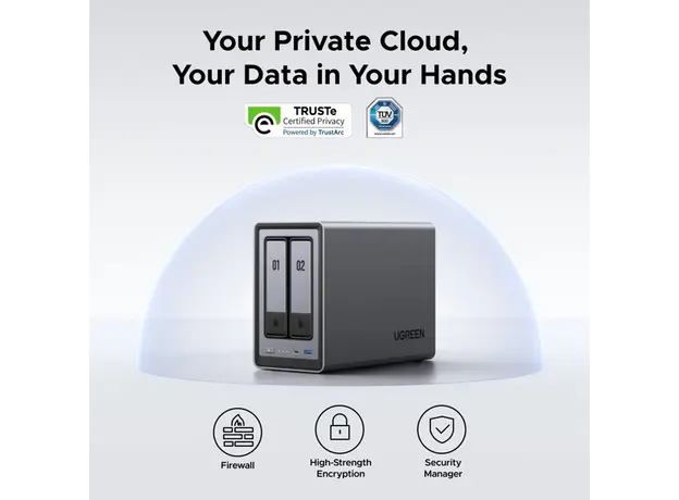 შენახვის სისტემა UGREEN NASync DXP2800 (25369) Dual-slot Desktop NAS, Intel N100, 8GB, Diskless, USB, Type-C, HDMI, RJ45, Space Gray, 5 image