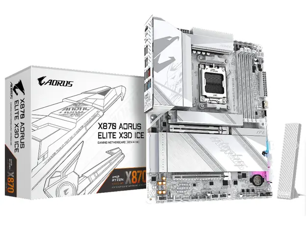 დედა დაფა GIGABYTE Motherboard X870 A ELITE X3D ICE sAM5 X870 4xDDR5 M.2 Wi-Fi BT HDMI DP ATX, 3 image