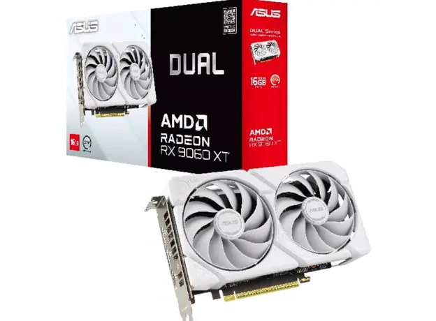 ვიდეო დაფა ASUS Radeon RX 9060 XT 16GB GDDR6 OC DUAL-RX9060XT-16G-WHITE