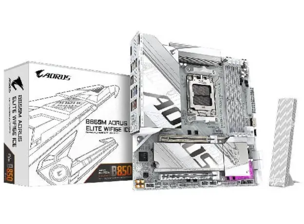 დედა დაფა GIGABYTE Motherboard B850M AORUS ELITE WF6E ICE sAM5 B850 4xDDR5 M.2 Wi-Fi BT mATX