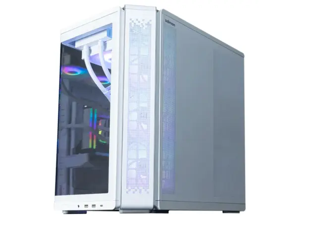 კომპიუტერის ქეისი Zalman PC case P60 without PSU, 2xUSB3.0, 1x Type C, 3x120мм ARGB Reverse, 2x120мм ARGB, VGA 435мм, LCS ready, Curved Tempered Glass, Dual Chamber, ATX, white, 5 image