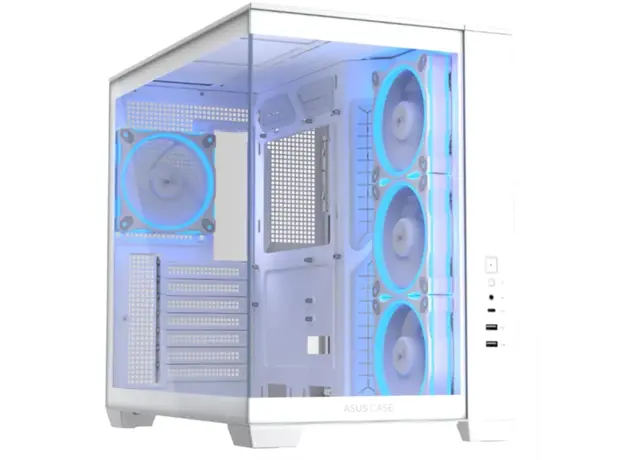 კომპიუტერის ქეისი ASUS A32 PLUS Case, без БЖ, 1xUSB3.2, 1xUSB Type-C, Tempered Glass side, ARGB, ATX, White 90DC00S3-B19000