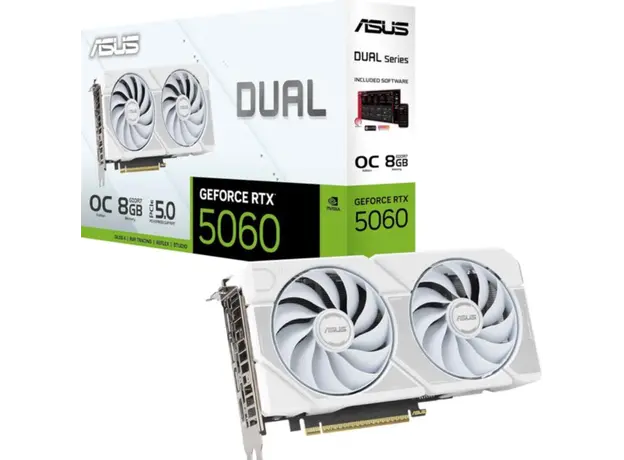 ვიდეო დაფა ASUS Graphic Card GeForce RTX 5060 8GB GDDR7 OC DUAL-RTX5060-O8G-WHITE