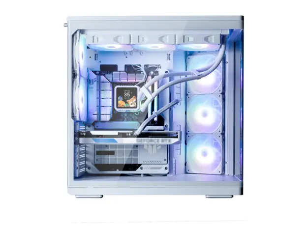 კომპიუტერის ქეისი Zalman PC case P60 without PSU, 2xUSB3.0, 1x Type C, 3x120мм ARGB Reverse, 2x120мм ARGB, VGA 435мм, LCS ready, Curved Tempered Glass, Dual Chamber, ATX, white, 2 image