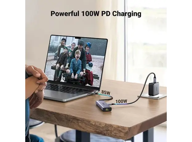 USB-C ჰაბი UGREEN CM512 (15598), Type-C, USB, HDMI, Lan, PD, Hub, Grey, 3 image