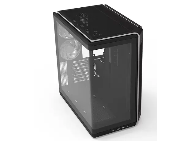 კომპიუტერის ქეისი Zalman PC case P60 without PSU, 2xUSB3.0, 1x Type C, 3x120мм ARGB Reverse, 2x120мм ARGB, VGA 435мм, LCS ready, Curved Tempered Glass, Dual Chamber, ATX, black, 2 image