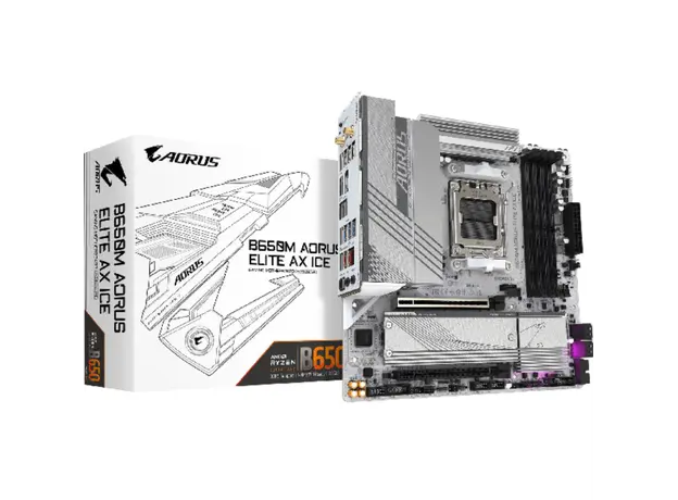 დედა დაფა GIGABYTE Motherboard B650M A ELITE AX ICE sAM5 B650 4xDDR5 M.2 HDMI DP Wi-Fi mATX, 2 image