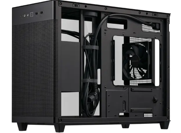 კომპიუტერის ქეისი ASUS Prime AP201 Tempered Glas, without PSU, 2xUSB3.2, 1xUSB Type-C, Tempered Glass side, mATX, Black 90DC00G0-B39010, 2 image