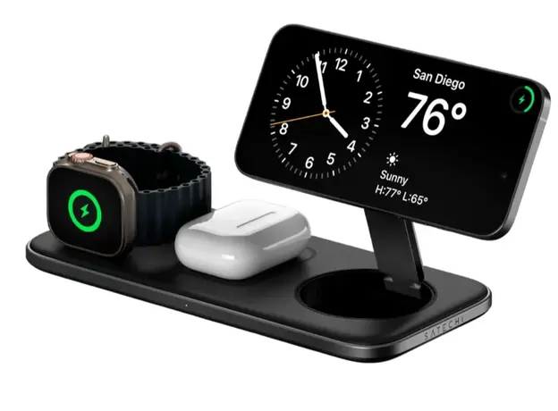 პორტატული დამტენი SATECHI Qi2 Trio Wireless Charging Pad - with Type A,C,G plugs
