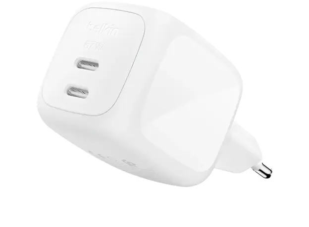 ადაპტერი BELKIN 67w Dual USB-C PD wall Charger with PPS, White