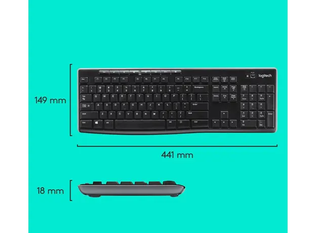 კლავიატურა და მაუსი LOGITECH MK270 Wireless Combo - BLACK - US INT'L - EER, 9 image