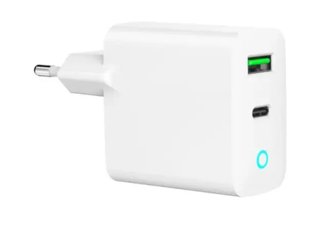 დამტენი Gembird TA-UC-PDQC20L-W-01 2-port 20W USB Fast Charger LED White, 2 image