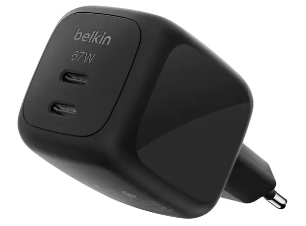 ადაპტერი BELKIN 67w Dual USB-C PD wall Charger with PPS, Black
