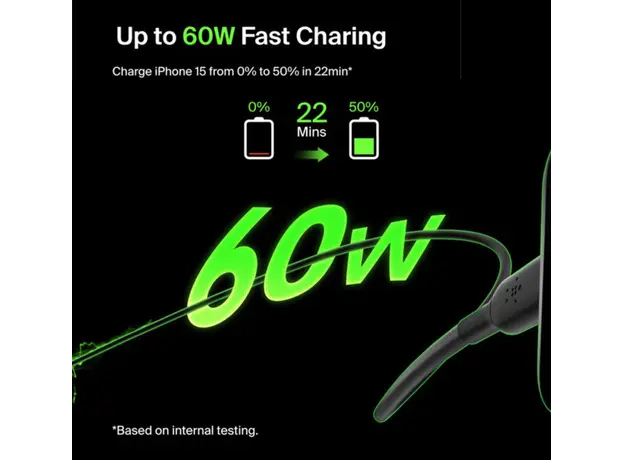 კაბელი Belkin сable USB-C > USB-C charge/data, 1m, 60W, Type-C, PVC, black, 3 image