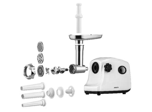 ხორცსაკეპი მანქანა ARDESTO Meat grinder , 1600W, 1.6kg/min, 3 cutting plates, sausages nozzle, plastik, white, 5 image