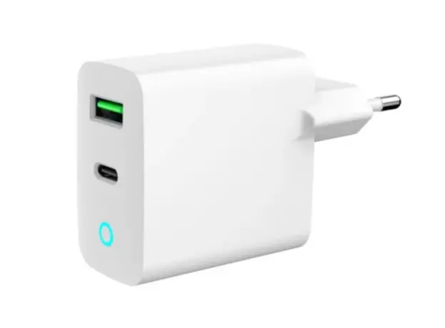 დამტენი Gembird TA-UC-PDQC20L-W-01 2-port 20W USB Fast Charger LED White