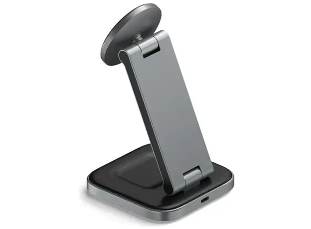 პორტატული დამტენი SATECHI 2-in-1 Foldable Qi2 Wireless Charging Stand (Space Gray), 2 image