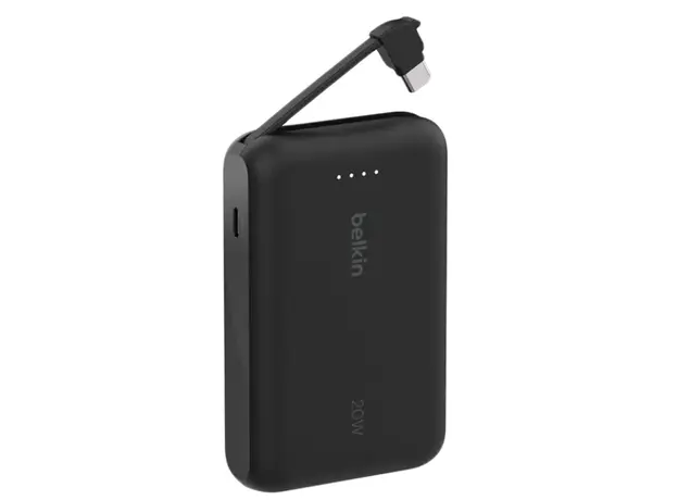 პორტატული დამტენი BELKIN 10k PD20w Integrated USB-C Cable Power Bank, Black, 3 image