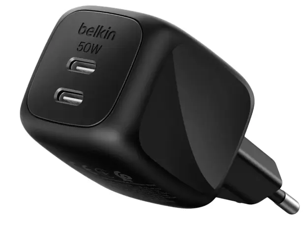 ადაპტერი BELKIN 50w Dual USB-C PD wall Charger with PPS, Black