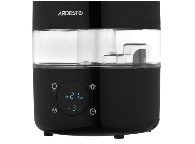 ჰაერის დამატენიანებელი ARDESTO Air humidifier ultrasonic, 30m2, 4l, 280ml/h, electric. control, remote control, top. water inlet, display, black, 2 image