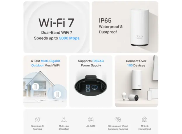 როუტერი TP-link Deco BE25-Outdoor(1-pack) BE3600 Outdoor/Indoor Mesh Wi-Fi 7 Unit, 6 image