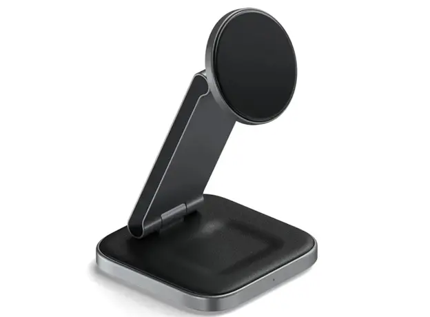 პორტატული დამტენი SATECHI 3-in-1 Foldable Qi2 Wireless Charging Stand (Space Gray) with Type A,C,G plugs