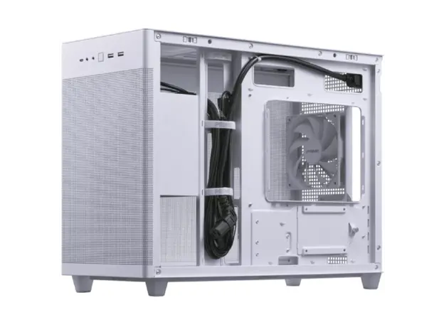კომპიუტერის ქეისი ASUS Prime AP201 Tempered Glas, без БП, 2xUSB3.2, 1xUSB Type-C, Tempered Glass side, mATX, White, 2 image