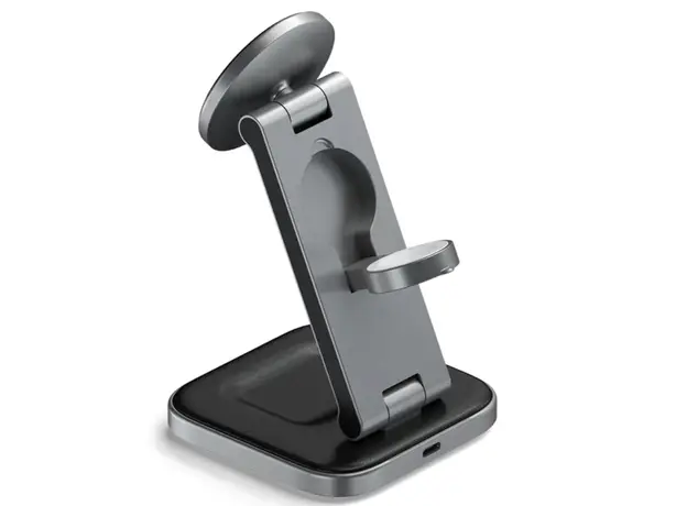 პორტატული დამტენი SATECHI 3-in-1 Foldable Qi2 Wireless Charging Stand (Space Gray) with Type A,C,G plugs, 5 image