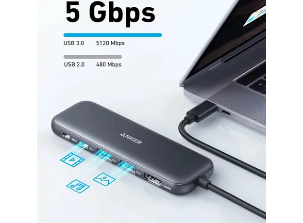 ჰაბი Anker 332 USB-C Hub (5-in-1) - Black, 3 image