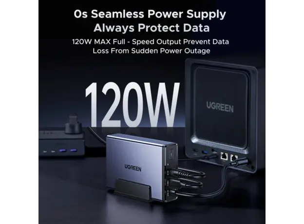 უწყვეტი კვების წყარო UGREEN NAS US3000 (45615), 120W, UPS FOR UGREEN NAS, DC Uninterruptible Power Supply, Grey, 3 image
