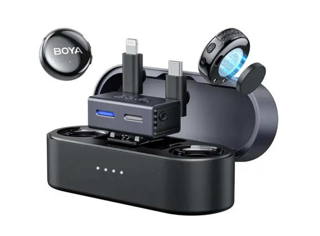 მიკროფონი BOYA BOYALINK 3-01 AI-Powered Button-Sized Wireless Microphone Black